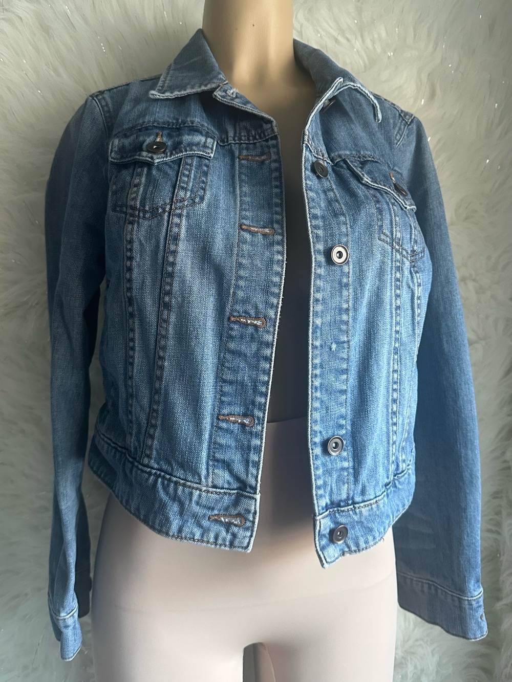 jcpenney Light Blue Denim Jean Jacket - Women's Button Front